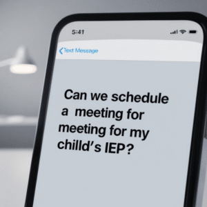 Parent advocating when you're out of time writing urgent IEP request message on smartphone