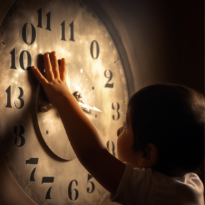 A child touching a clock representing Black neurodivergence and dyscalculia