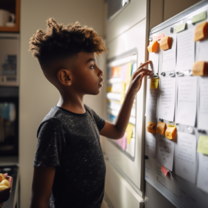 8 year old black child looking at the summer routine for neurodiverse kids