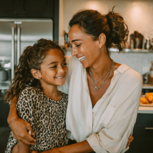 a mother and daughter laughing during spring break