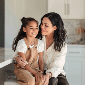 Neurodiverse girl is talking to her mother